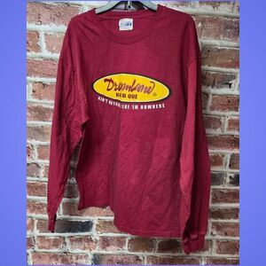 Dreamland BBQ Long Sleeve T-Shirt Large Red Hanes Beefy Restaurant Crew Neck